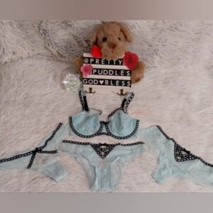 💙 4pc VS Dream Angels Heritage Ribbon Slot Bra & 3 Panties Set 💙